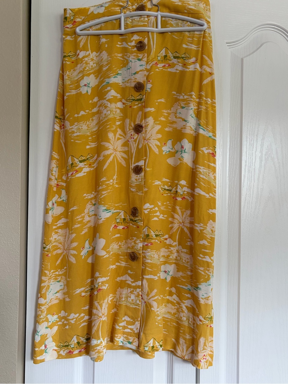 LC Lauren Conrad Sunflower Yellow Tropical Button-Front Maxi Skirt